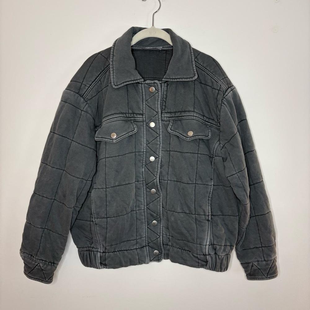 Blue B Quilted Bomber Jacket Women’s L Gray